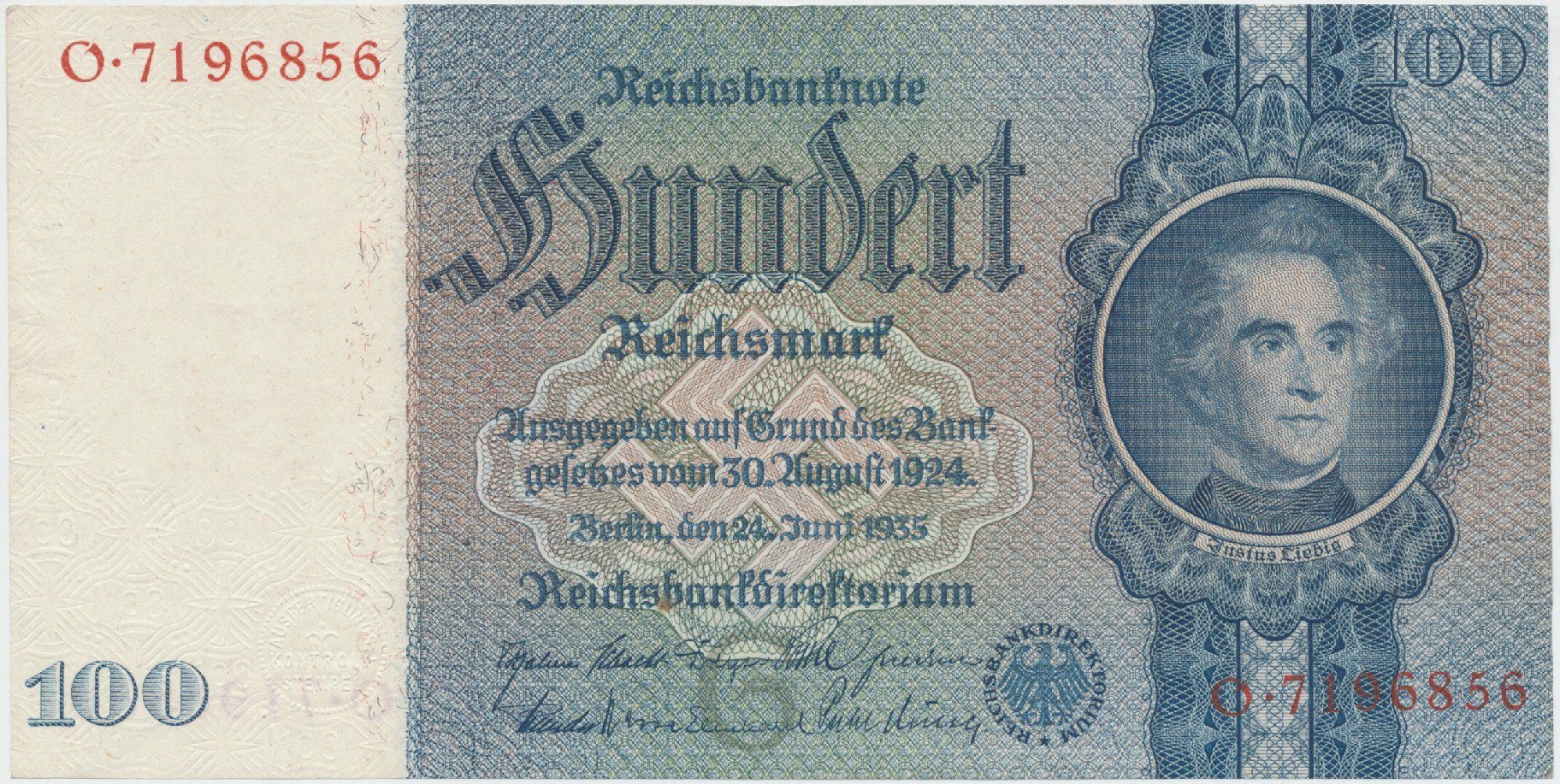 Německo, 100 Reichsmark 1935, typ H/O, Hej.D8b