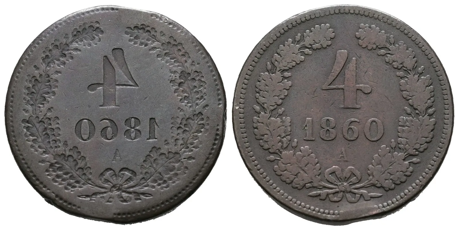 4 Krejcar 1860 A - Chyboražba