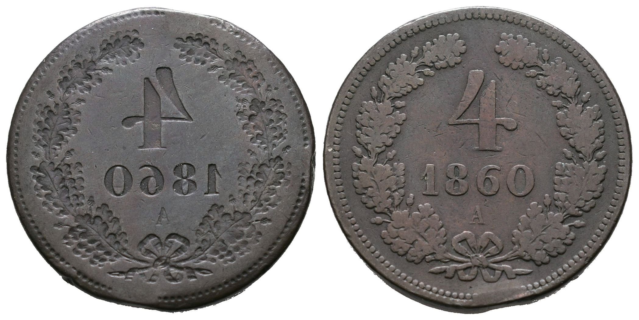 4 Krejcar 1860 A - Chyboražba