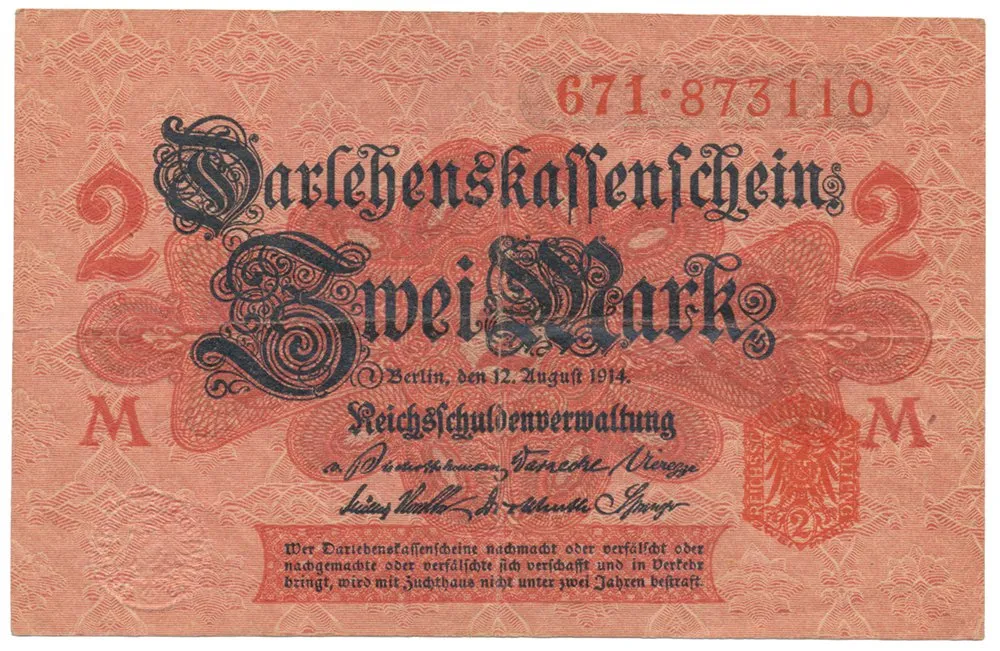 Německo, 2 Mark 1914, 2. vydání, Ro.52c