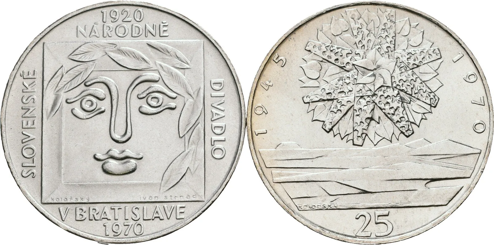 25 Kčs 1970 - 25. výročí osvobození Československa a Slovenské národní divadlo — 1