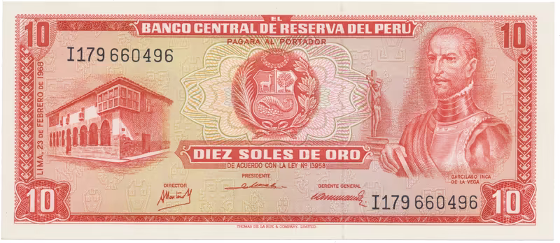 Peru, 10 Soles de Oro 1968, P.93