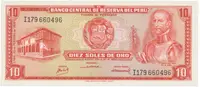 Peru, 10 Soles de Oro 1968, P.93