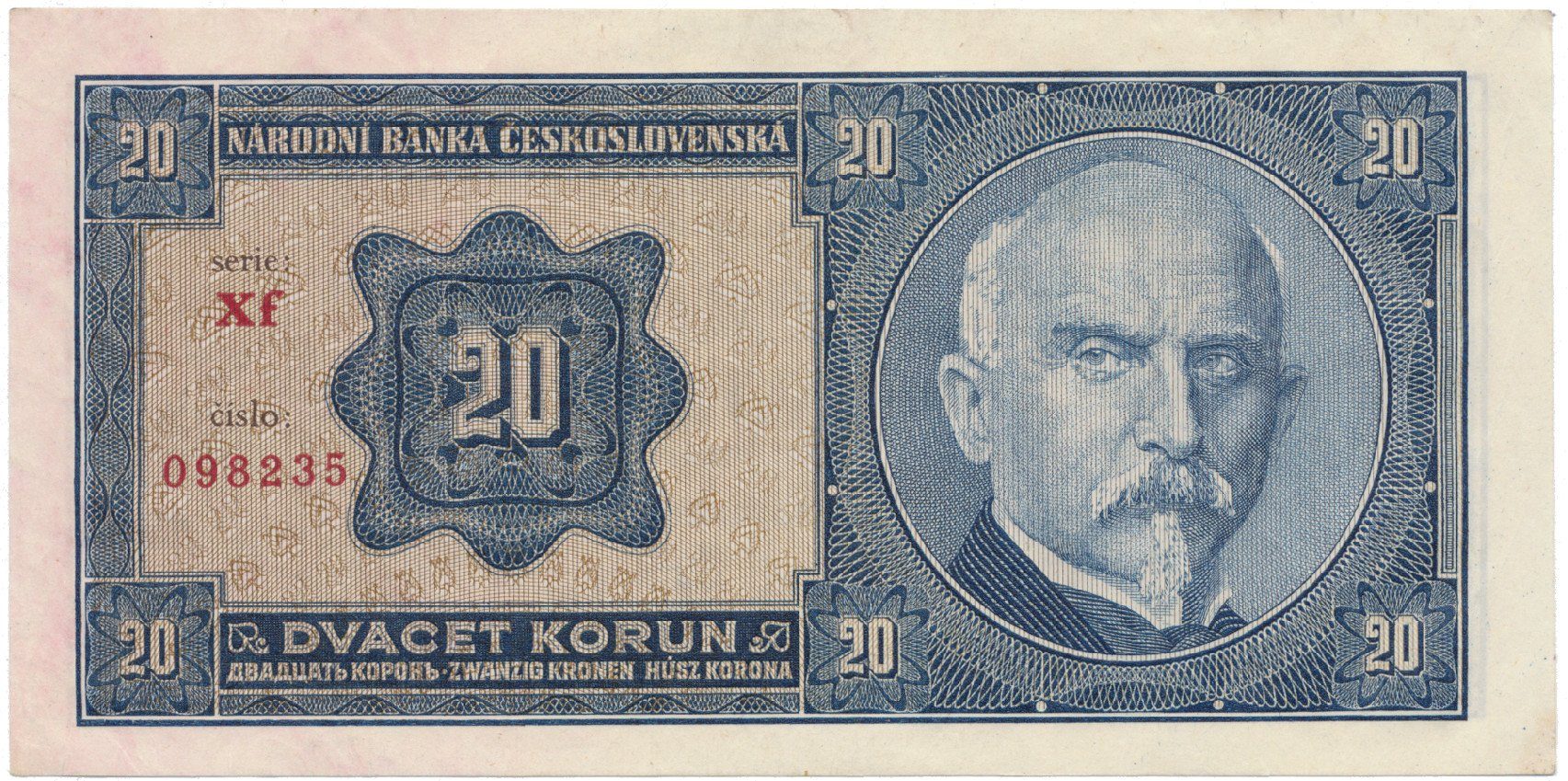Československo, 20 Koruna 1926, tisk TB NBČS, Hej.21c2