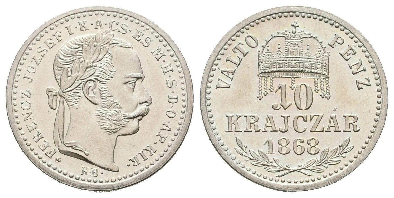 10 Krejcar 1868 KB, novoražba