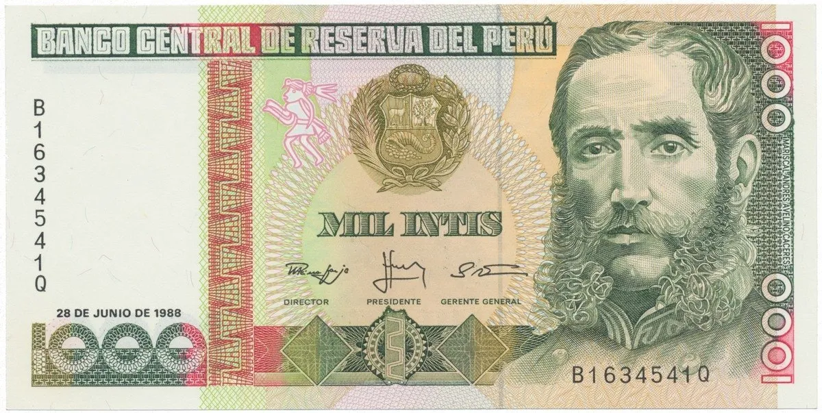 Peru, 1000 Intis 1988, P.136b
