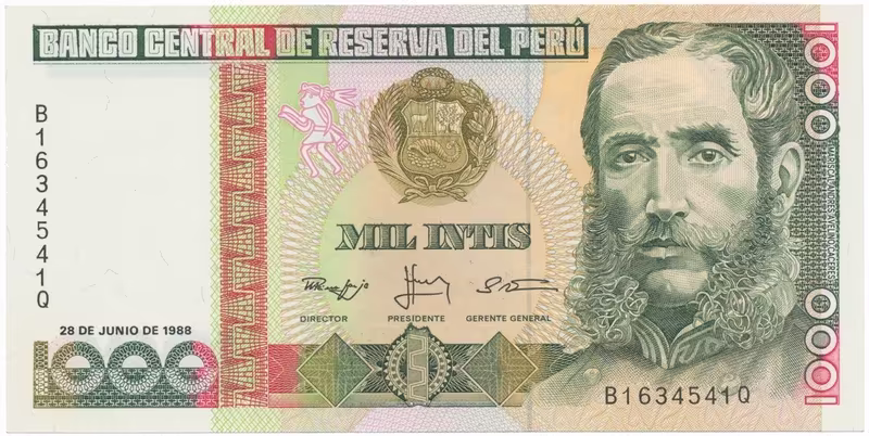 Peru, 1000 Intis 1988, P.136b