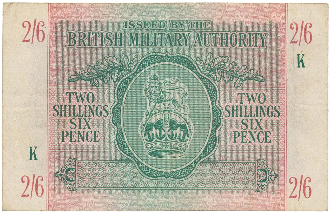 Velká Británie, 2 Shillings 6 Pence (1943), BMA - vojenské vydání, P.M3