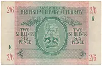 Velká Británie, 2 Shillings 6 Pence (1943), BMA - vojenské vydání, P.M3