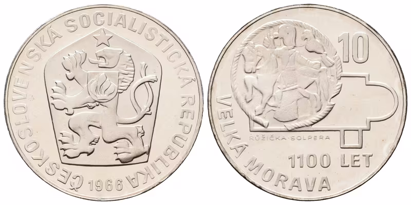 10 Kčs 1966 - Velká Morava, PROOF, původní etue
