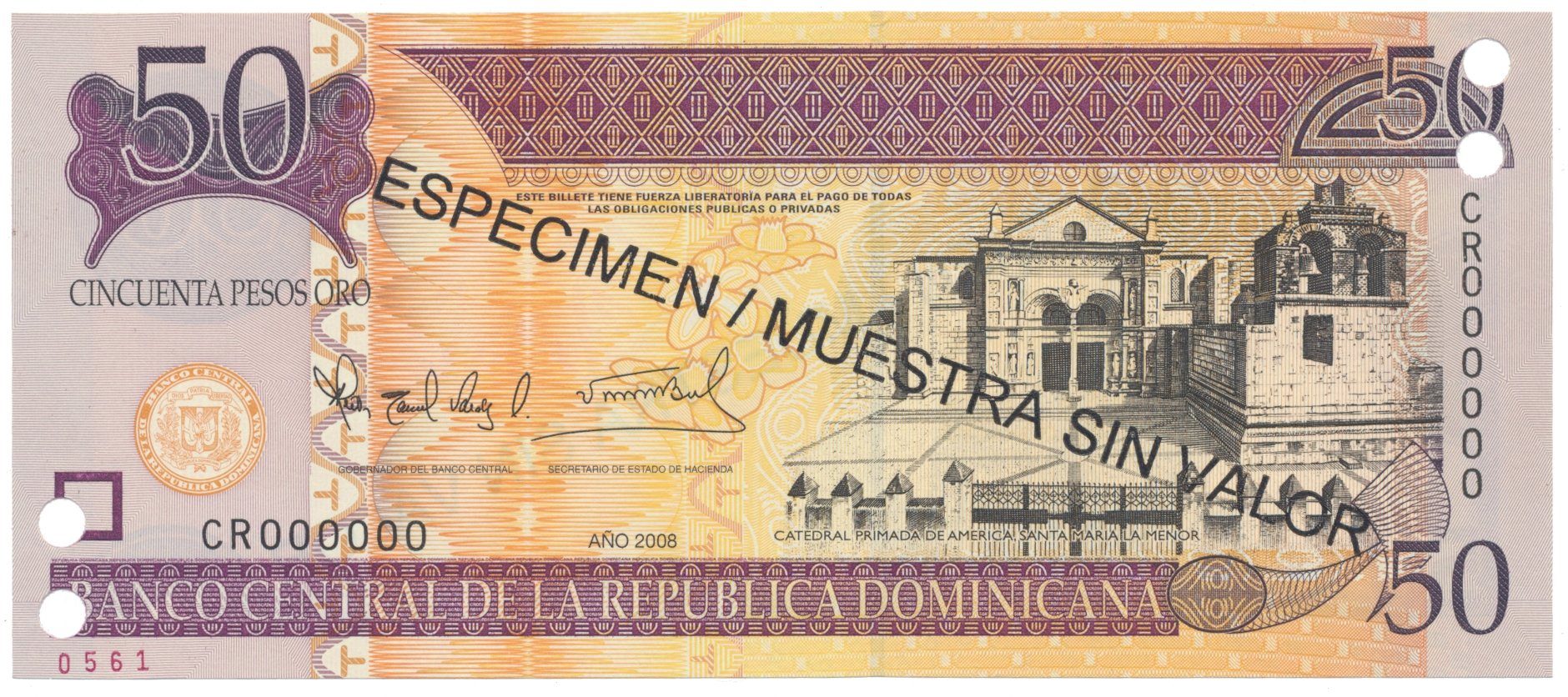 Dominikánská republika, 50 Pesos Oro 2008, P.176s2