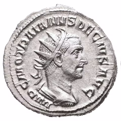 Antoninian, 249 - 251, Rv: PANNONIAE, dvě stojící Pannonie čelně vedle sebe, každá