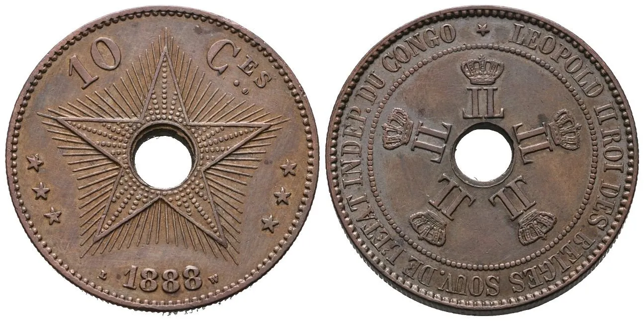 Belgické Kongo, 10 Centimes 1888 (Cu)