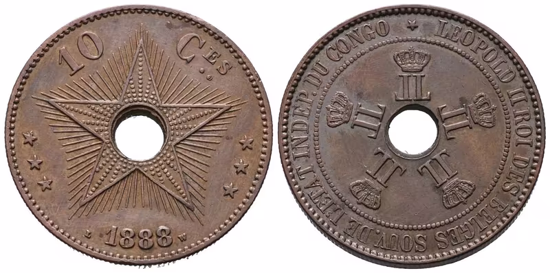 Belgické Kongo, 10 Centimes 1888 (Cu)