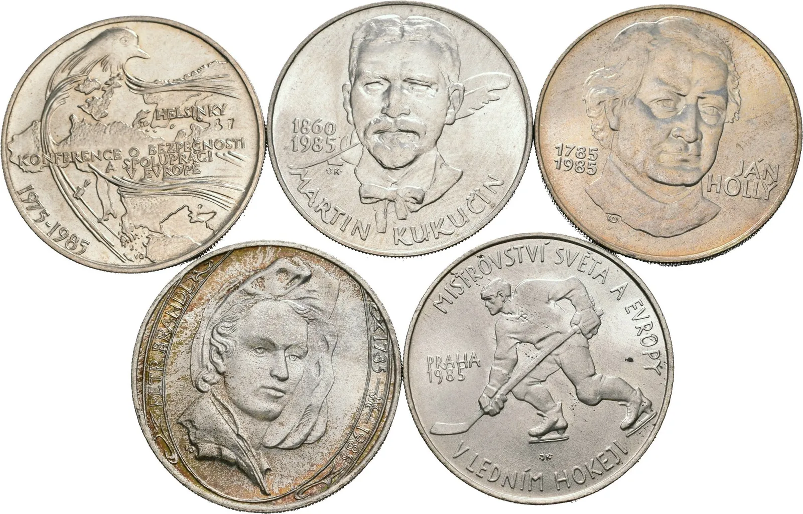 Soubor mincí 100 Kčs 1985 - 10. výročí konference v Helsinkách, Brandl, — 1