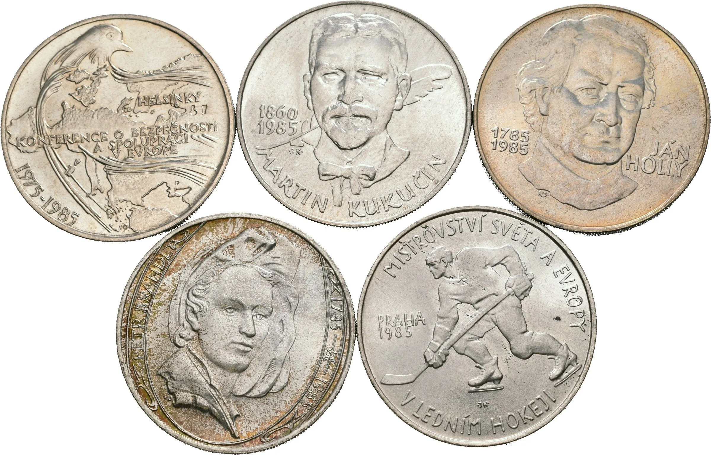 Soubor mincí 100 Kčs 1985 - 10. výročí konference v Helsinkách, Brandl, — 1