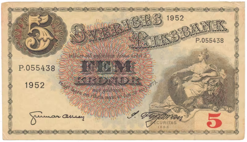 Švédsko, 5 Kronor 1952, P.33ai