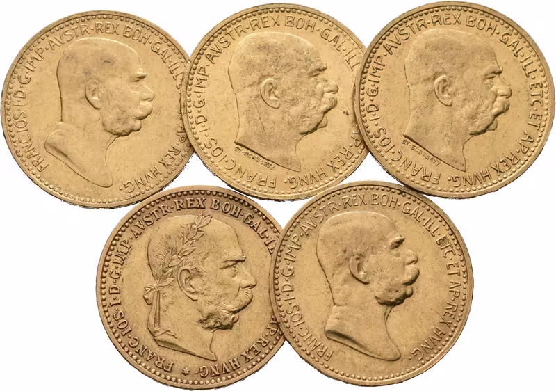 10 Koruna 1905, 1909, 1910, 1911