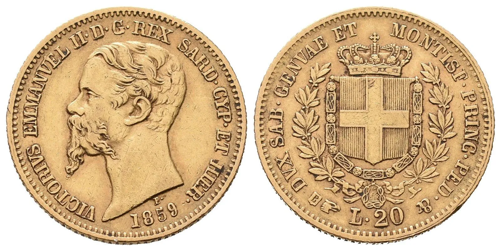 Sardínie, 20 Lira 1859 B