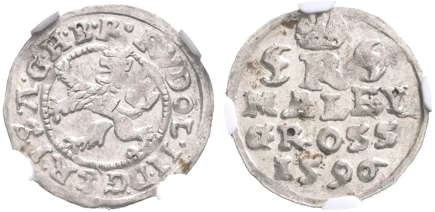 Malý groš 1596, České Budějovice-Mattighofer, HN.28a (opis 7a), značka volně, — 1