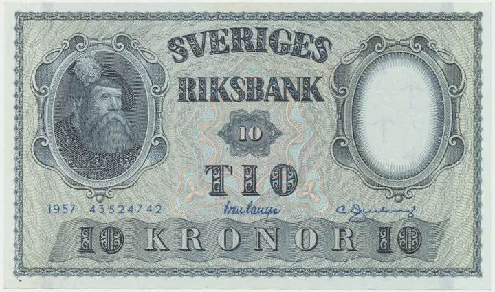 Švédsko, 10 Kronor 1957, P.43e