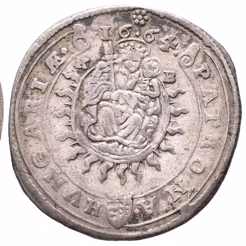 XV Krejcar 1664 KB, Kremnica, Husz.1423, tmavá patina, rysky