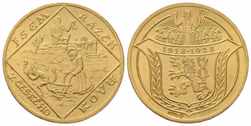 Čtyřdukátová medaile 1928 - 10 let Československé republiky