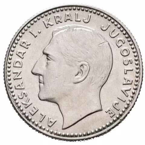 10 Dinár 1931, Londýn, KM.10, ražební lesk, škr. na Av.