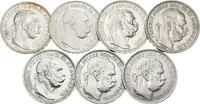 Soubor mincí - 1 Koruna 1893, 1894, 1896, 1912, 1914, 1915 a 1916, — 2
