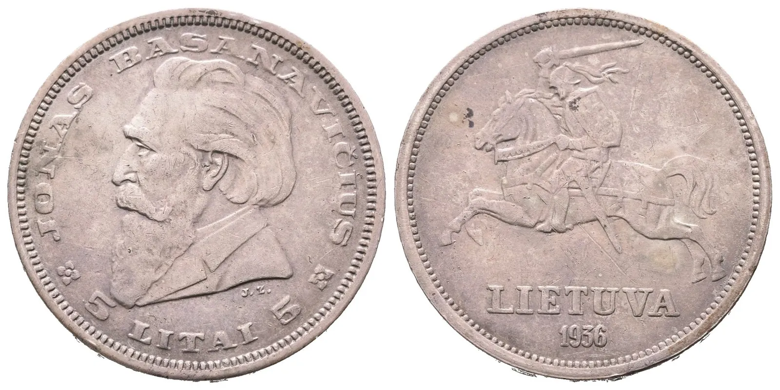 Litva, 5 Litai 1936 - Jonas Basanavičius