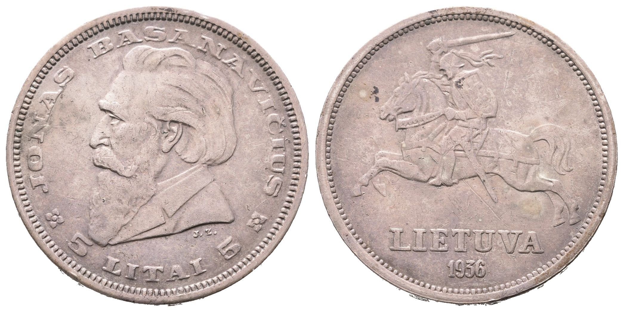 Litva, 5 Litai 1936 - Jonas Basanavičius
