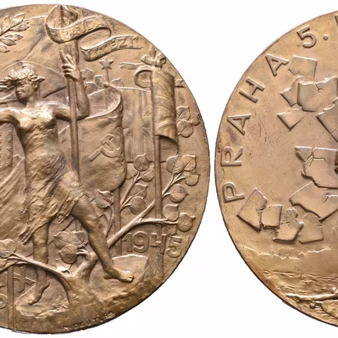 AE Medaile 1945 - Revoluce 5. května 1945, Pražské povstání. Pat. bronz 65
