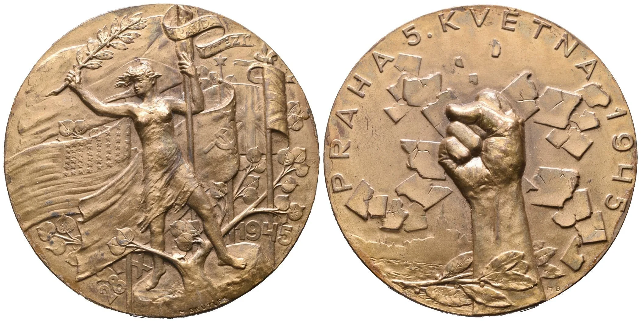 AE Medaile 1945 - Revoluce 5. května 1945, Pražské povstání. Pat. bronz 65 — 1