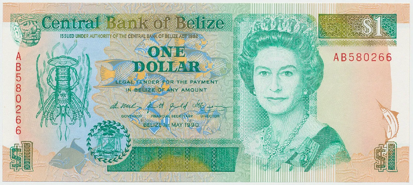 Belize, 5 Dollars 1990, P.53a