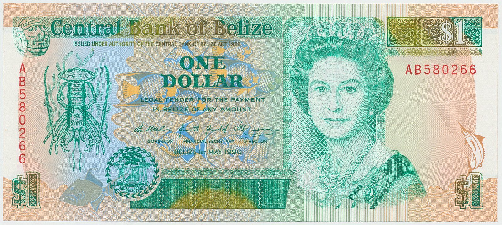 Belize, 5 Dollars 1990, P.53a