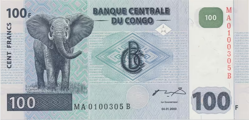 Kongo Dem. Republika, 100 Francs 2000, tisk HdM, P.92A