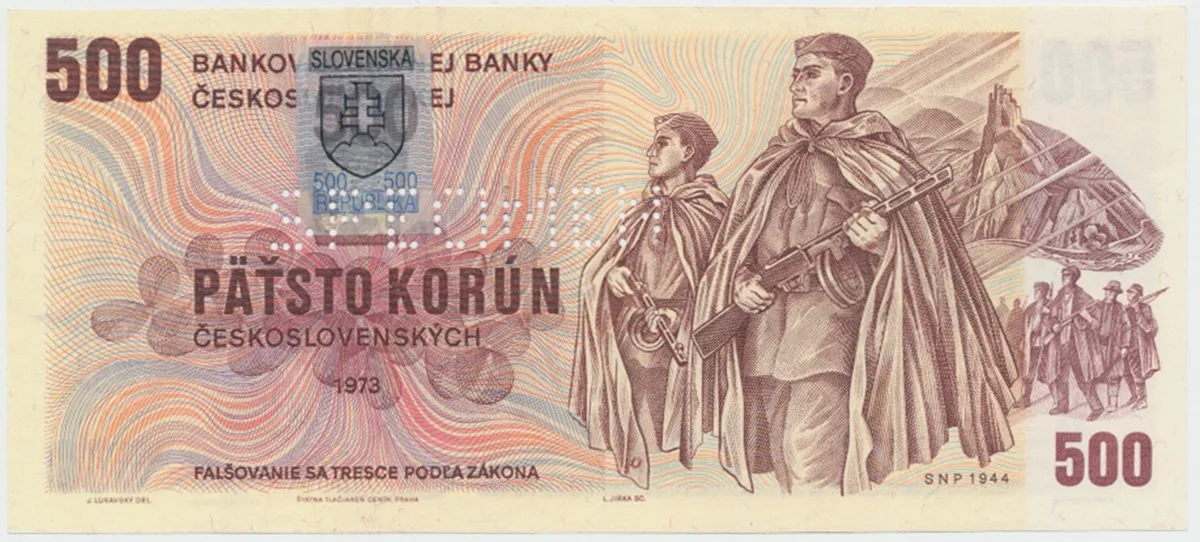 500 Koruna / 1973, kolkovaná 1993, série U 41, bankovní vzor, Hej.SK5aU.V1