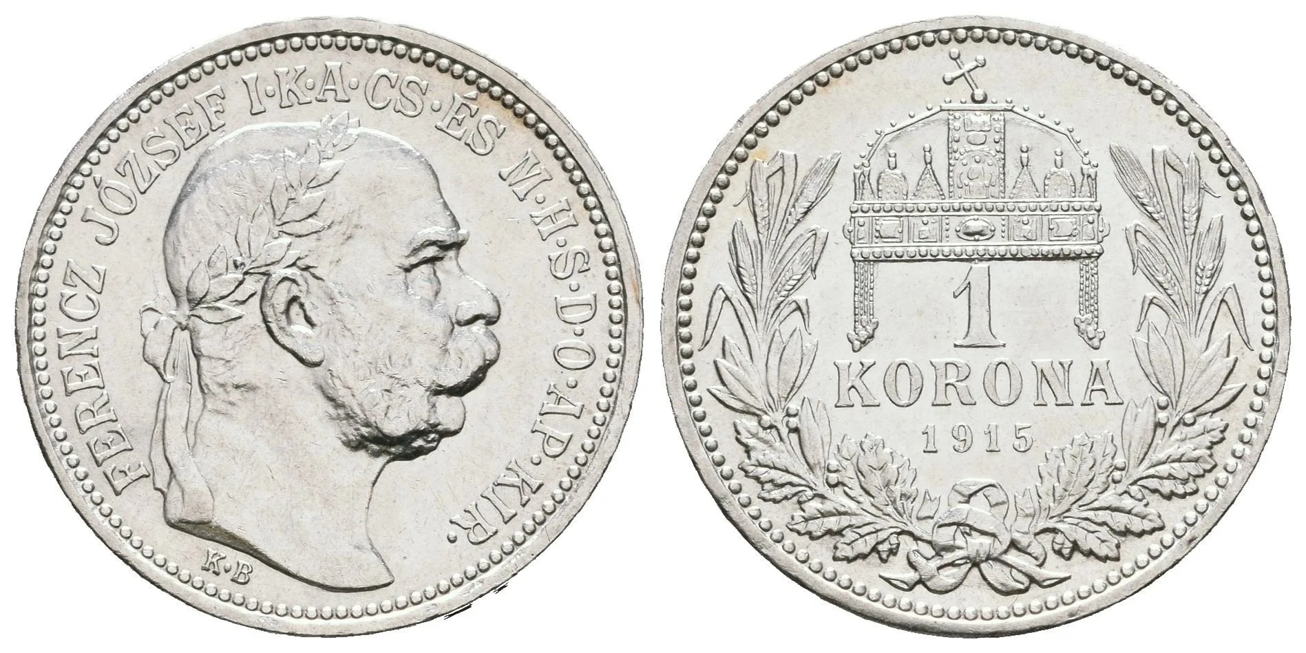 1 Koruna 1915 KB, luxusní zachovalost, ražební lesk — 1