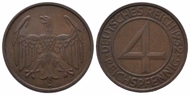 Výmar, 4 Reichspfennig 1932 A