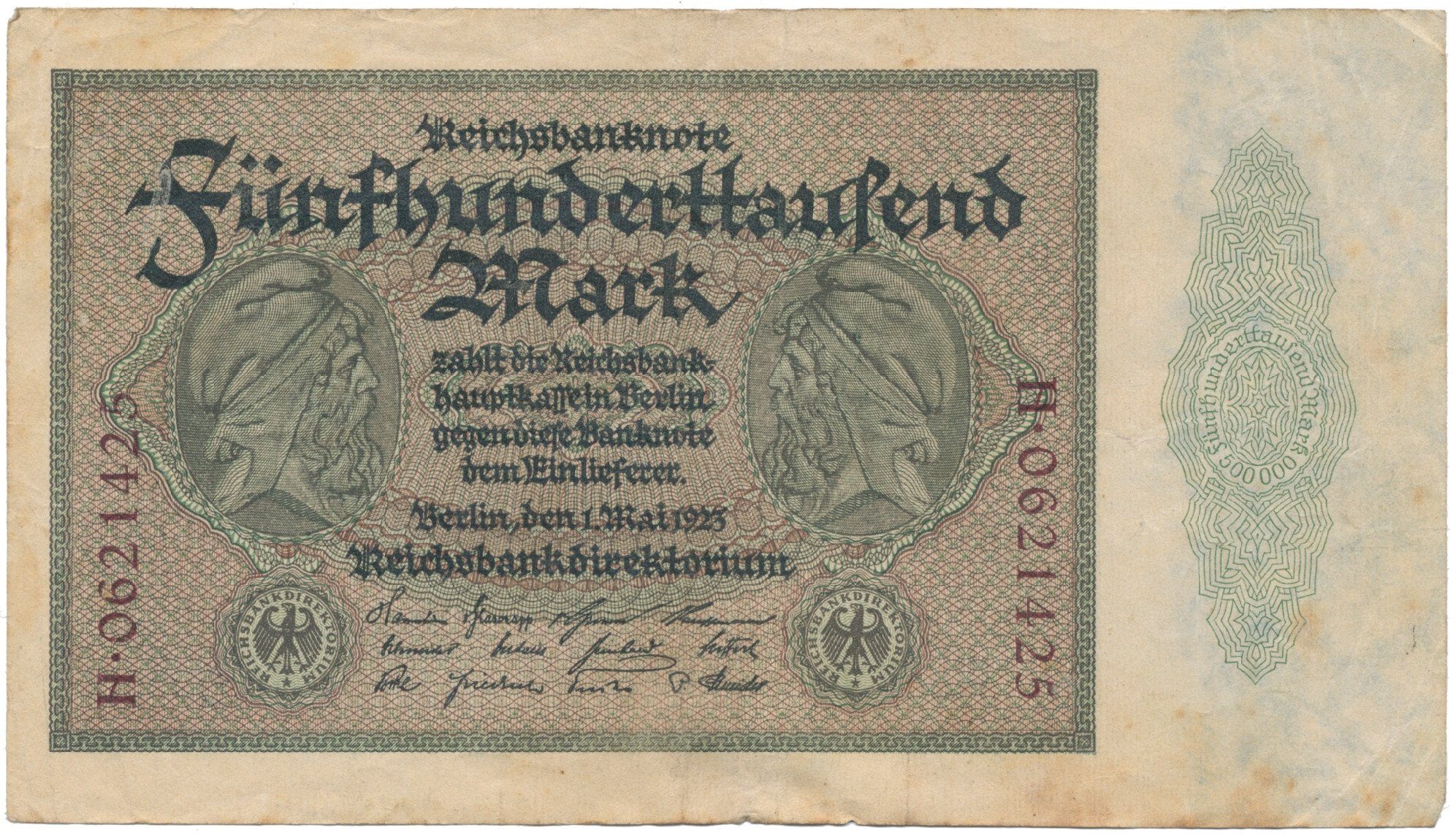 Německo, 500000 Mark 1923, Ro.87a