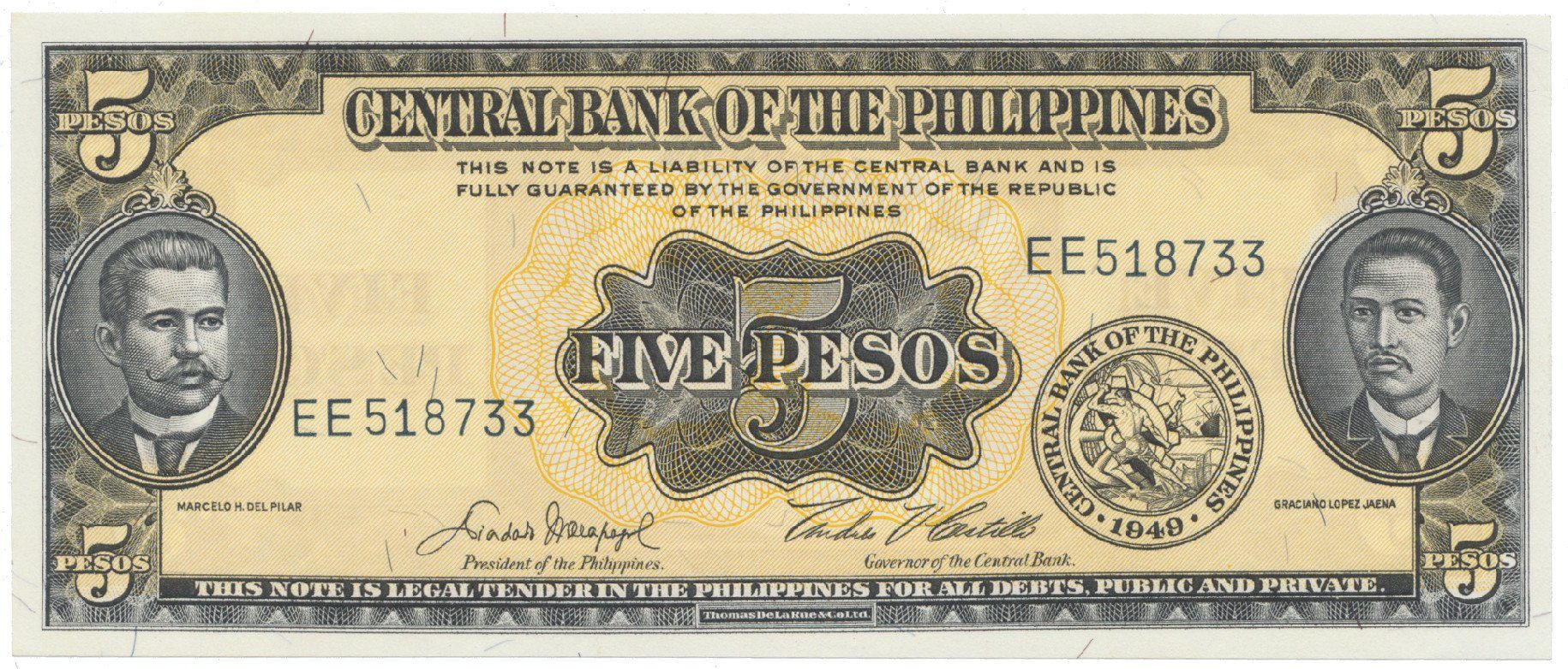 Filipíny, 5 Pesos (1949), P.135e