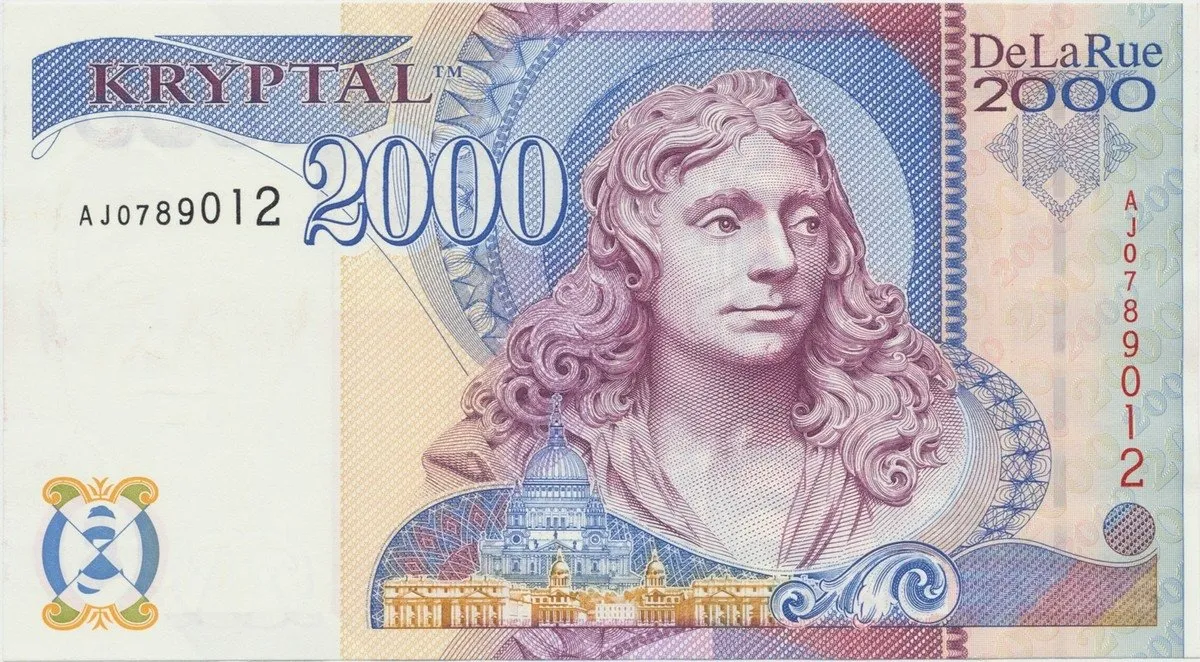 Velká Británie, KRYPTAL „Millenium 2000", DE LA RUE - testovací bankovka, typ 4