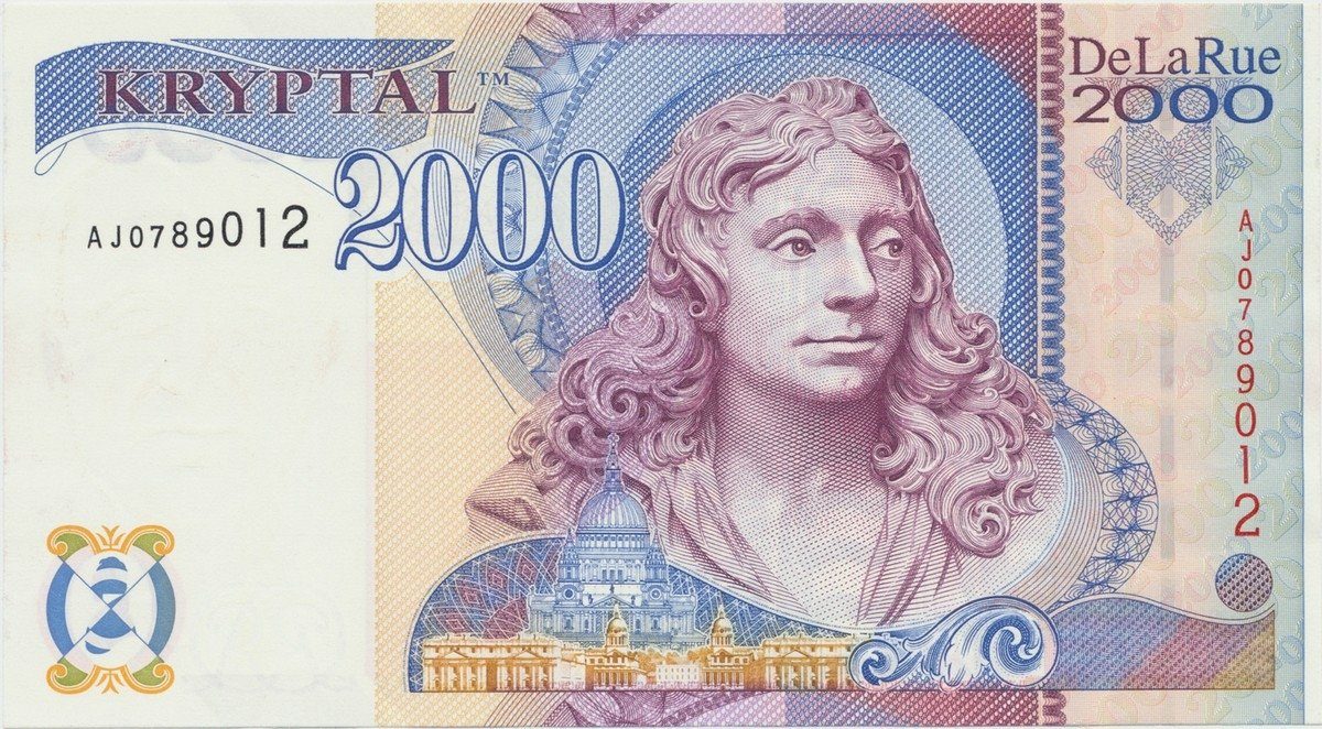 Velká Británie, KRYPTAL „Millenium 2000", DE LA RUE - testovací bankovka, typ 4