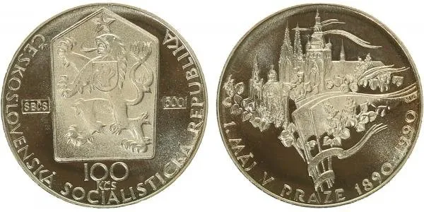 100 Kčs 1990 - 1. máj 1890, PROOF