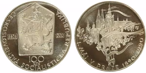 100 Kčs 1990 - 1. máj 1890, PROOF