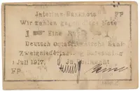 Německá Východní Afrika, 1 Rupie 1. 7. 1917, vodotisk „NO", R.936d