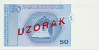 Bosna a Hercegovina, 50 Konvert. Pfeniga (1998), anulát - SPECIMEN, P.58s - fotografie 2