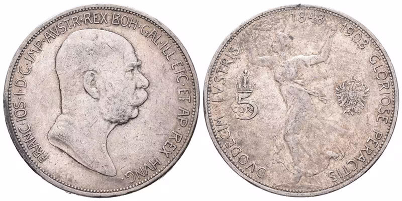5 Koruna 1908 - jubilejní