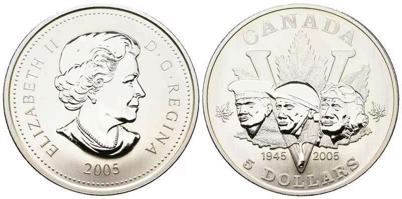 Kanada, 5 Dollars 2005 - V-Day