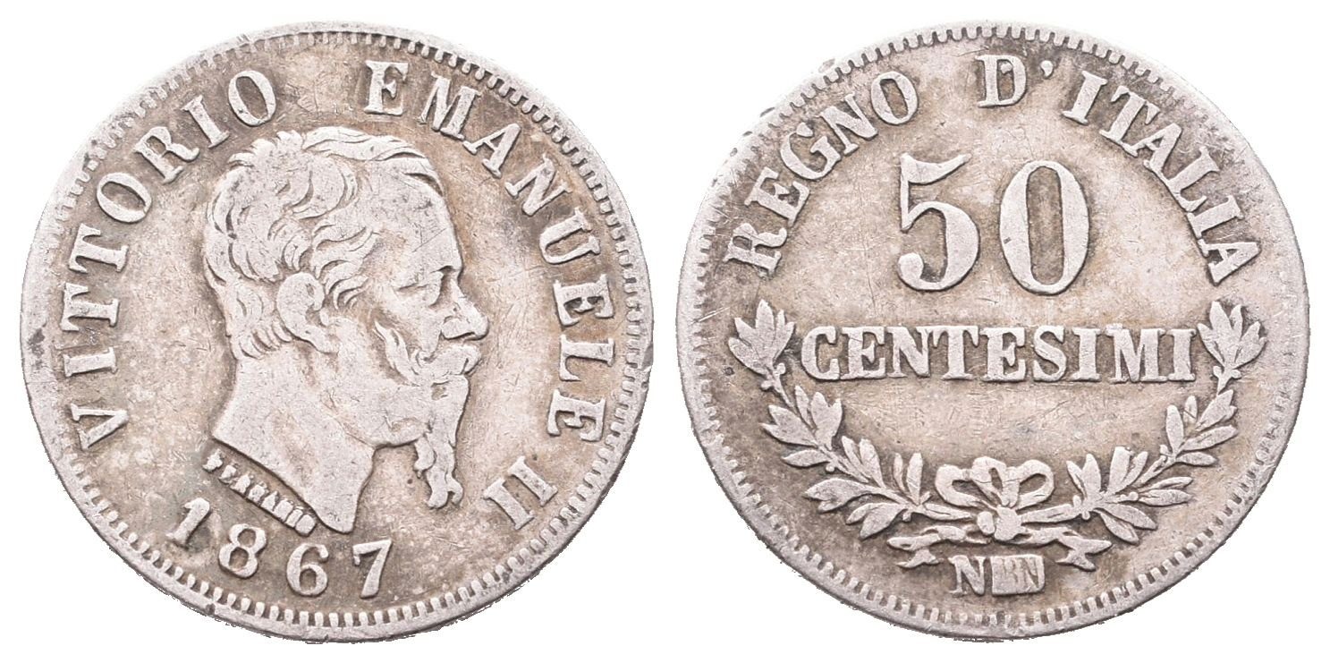 Itálie, 50 Centesimo 1867 N